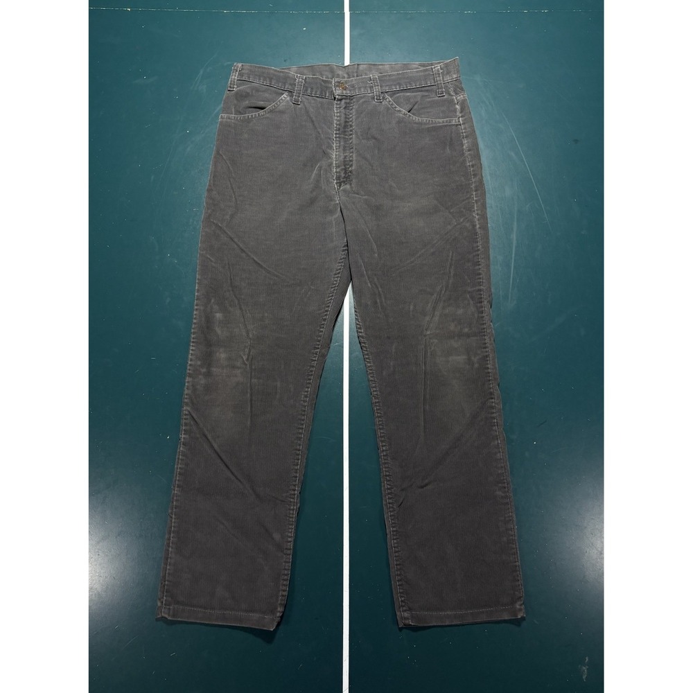 Vintage Levis 519 Corduroy Pants Men's 36x30 Dark Gray Straight Leg USA 80s